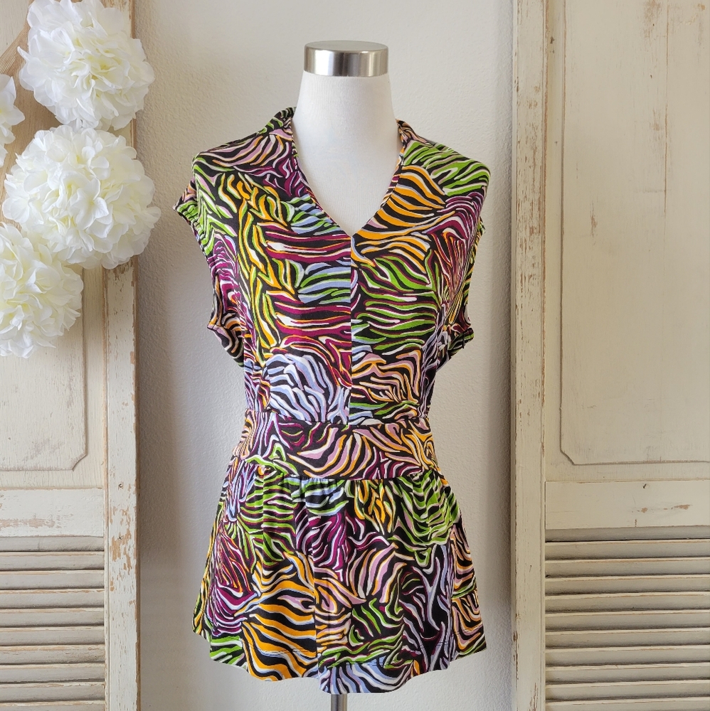 Eccoci peplum multicolor top women's size medium